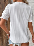 Elegant Collection | Women's Blouse with Puff Sleeves & V-Neck | Summer Tops for Versatile Styling 1