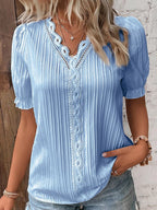 Elegant Collection | Women's Blouse with Puff Sleeves & V-Neck | Summer Tops for Versatile Styling 4