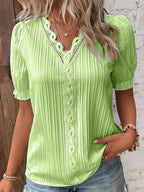 Elegant Collection | Women's Blouse with Puff Sleeves & V-Neck | Summer Tops for Versatile Styling 7