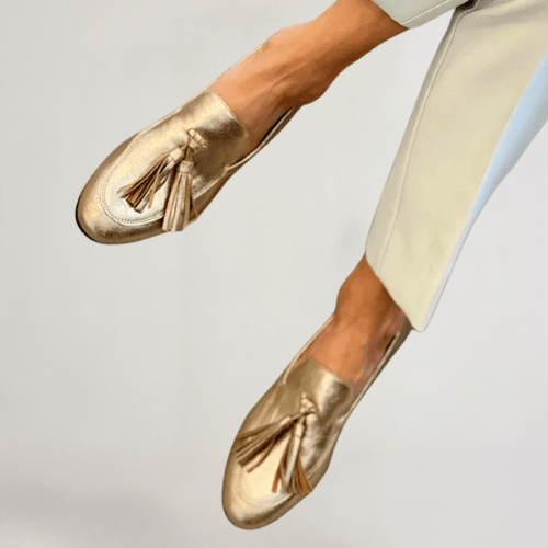 Elegant Collection | Women's Loafers with Shimmering Gold Finish | Stylish Comfort for Everyday Wear
