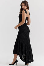 Elegant Evening Dress | Lace Bodycon Gown with Figure-Sculpting Ruching | Chic Sleeveless Design for Unforgettable Evenings