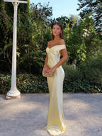 Elegant Evening Gown | Off-Shoulder Lace Design with Sculpted Bodice | Flattering Fit for Formal Events