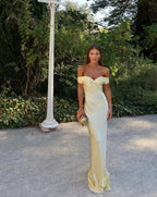 Elegant Evening Gown | Off-Shoulder Lace Design with Sculpted Bodice | Flattering Fit for Formal Events