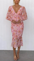 Elegant Floral Dress | Women's Wedding Guest Dress with Flattering Silhouette | Perfect for Summer Events