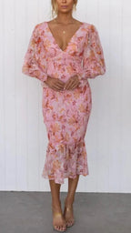 Elegant Floral Dress | Women's Wedding Guest Dress with Flattering Silhouette | Perfect for Summer Events