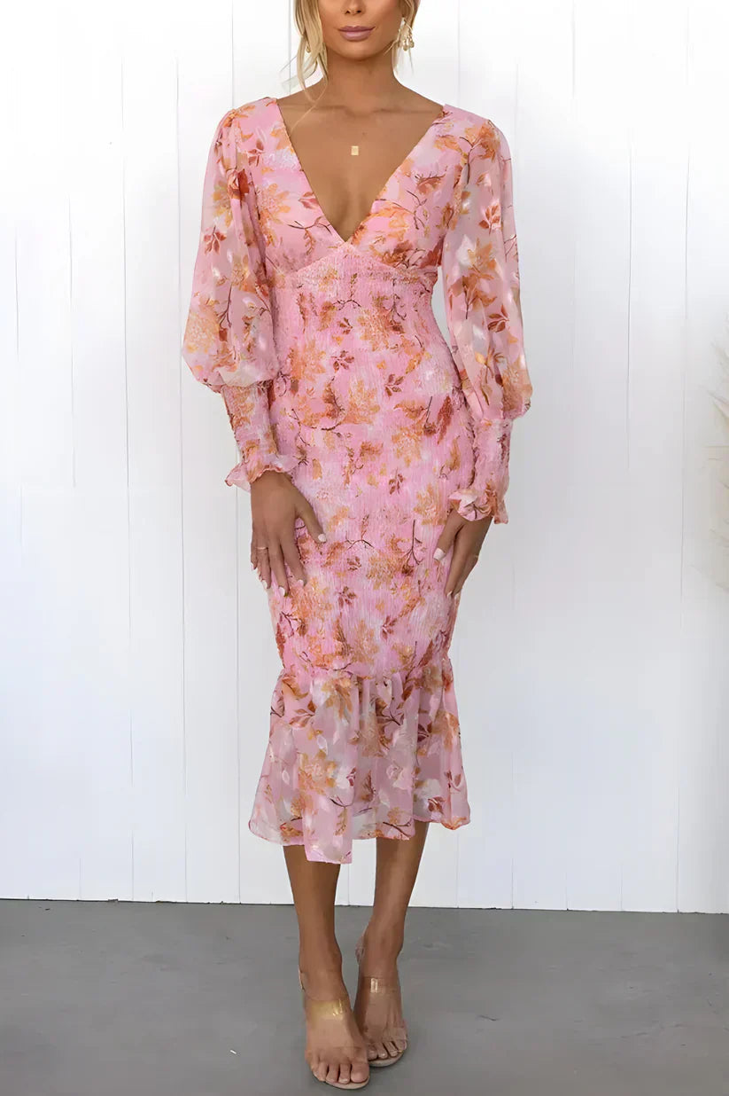 Elegant Floral Dress | Women's Wedding Guest Dress with Flattering Silhouette | Perfect for Summer Events