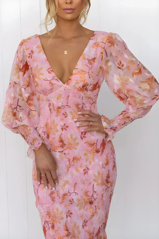 Elegant Floral Dress | Women's Wedding Guest Dress with Flattering Silhouette | Perfect for Summer Events