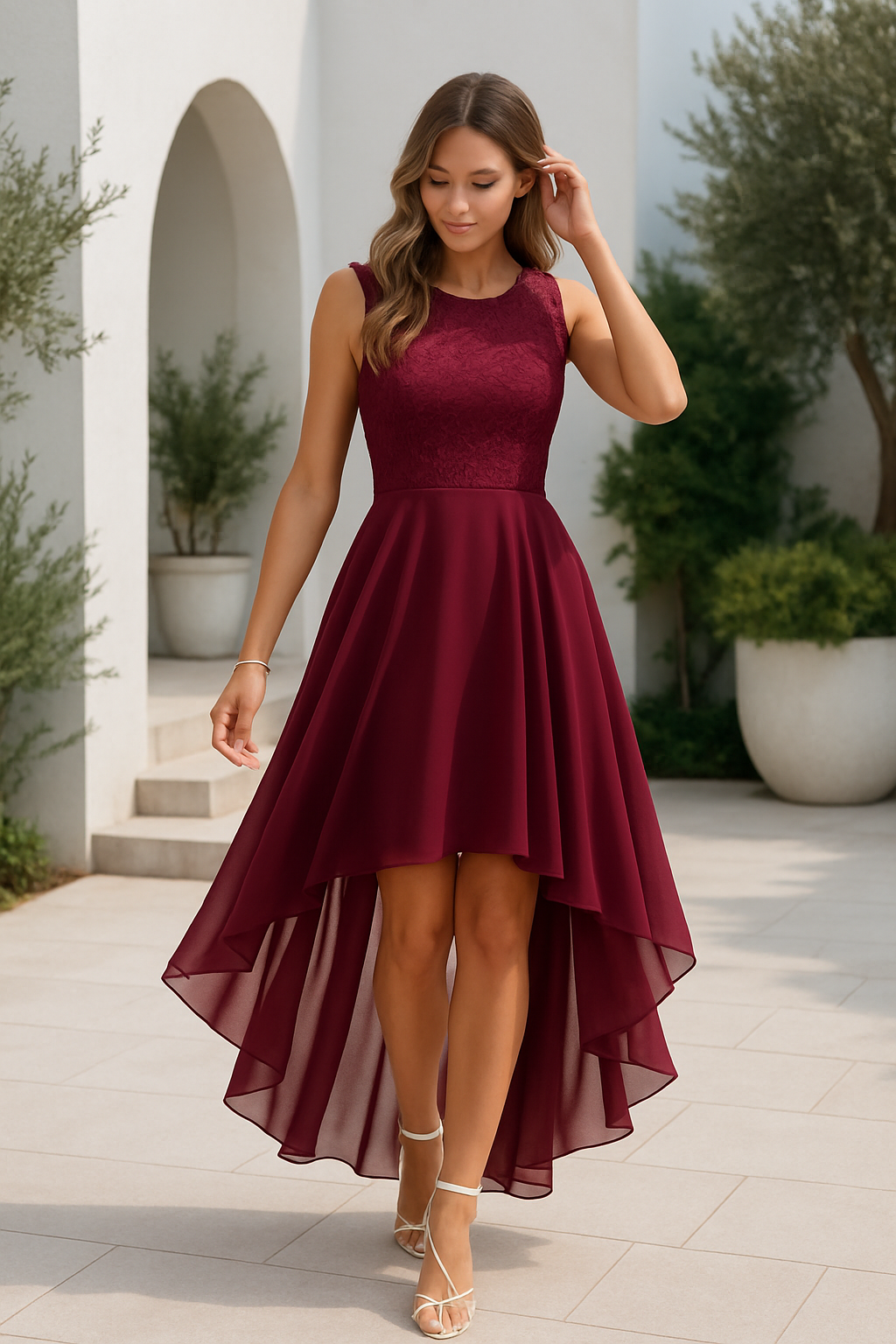 Elegant High-Low Women's Dress with Flattering Silhouette | Perfect for Formal Events and Weddings 1