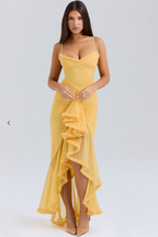 Elegant Lace Ruched Dress | Women's Cocktail Dress with Ruffle Detailing | Flattering Fit for Weddings and Formal Events