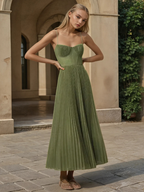 Elegant Maxi Dresses for Women with Pleated Design | Flattering Long Dress for Special Occasions