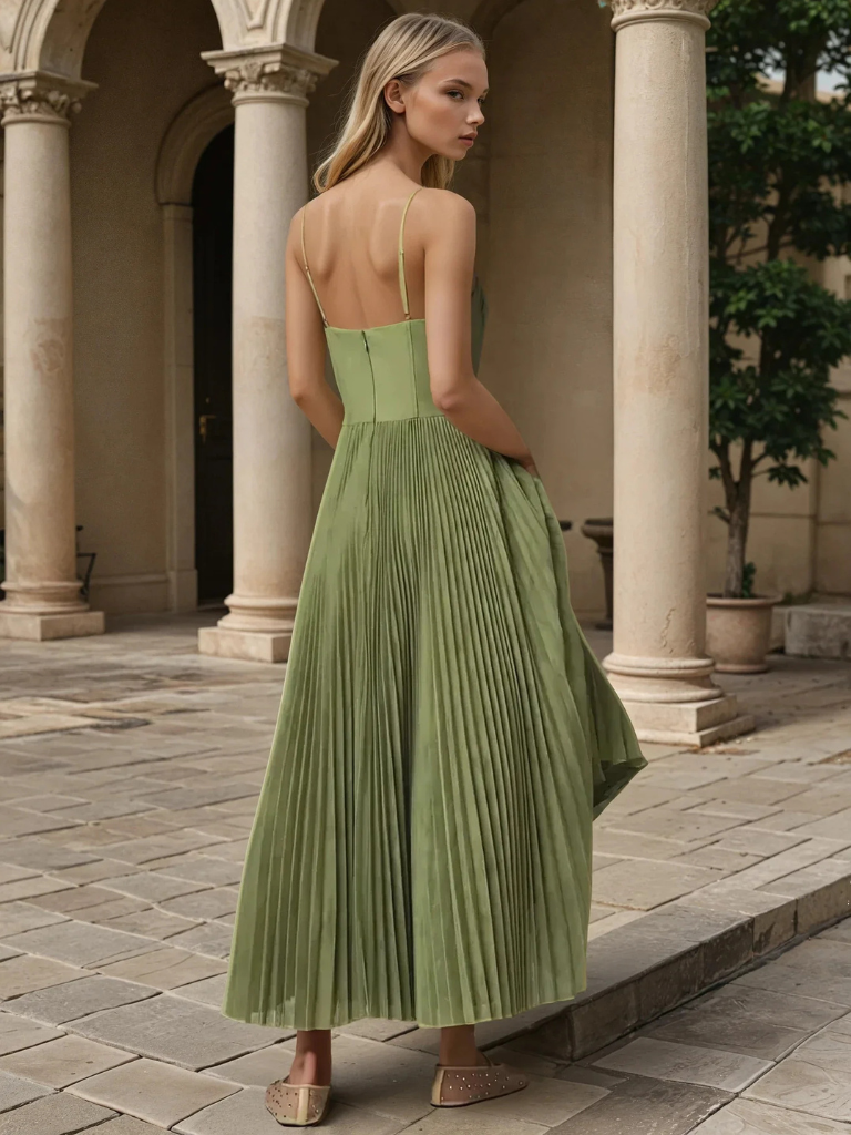 Elegant Maxi Dresses for Women with Pleated Design | Flattering Long Dress for Special Occasions