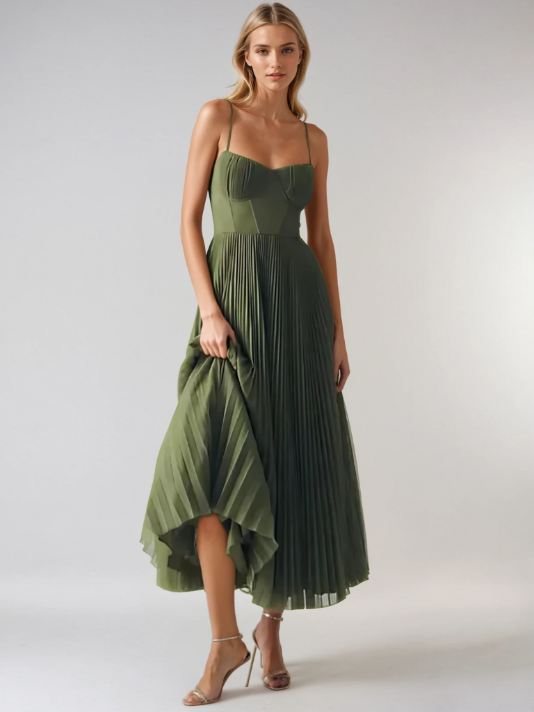 Elegant Maxi Dresses for Women with Pleated Design | Flattering Long Dress for Special Occasions