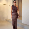 Elegant One-Shoulder Evening Dress for Women with Flattering Fit | Maxi-Length Gown for Formal Weddings and Special Occasions 0