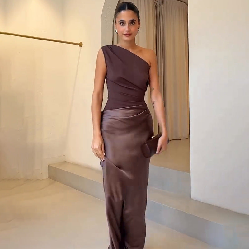 Elegant One-Shoulder Evening Dress for Women with Flattering Fit | Maxi-Length Gown for Formal Weddings and Special Occasions 1