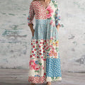 Elegant Retro Maxi Dress with Flattering Fit & Vintage Floral Design for Timeless Style