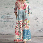 Elegant Retro Maxi Dress with Flattering Fit & Vintage Floral Design for Timeless Style