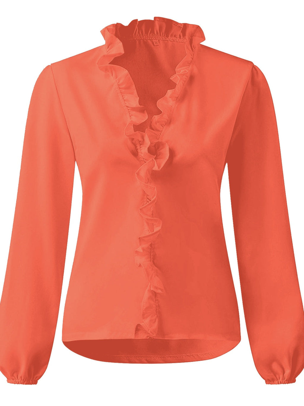 Elegant Ruffled V-Neck Blouse with Long Sleeves | Stylish Sheer Design for Effortless Chic