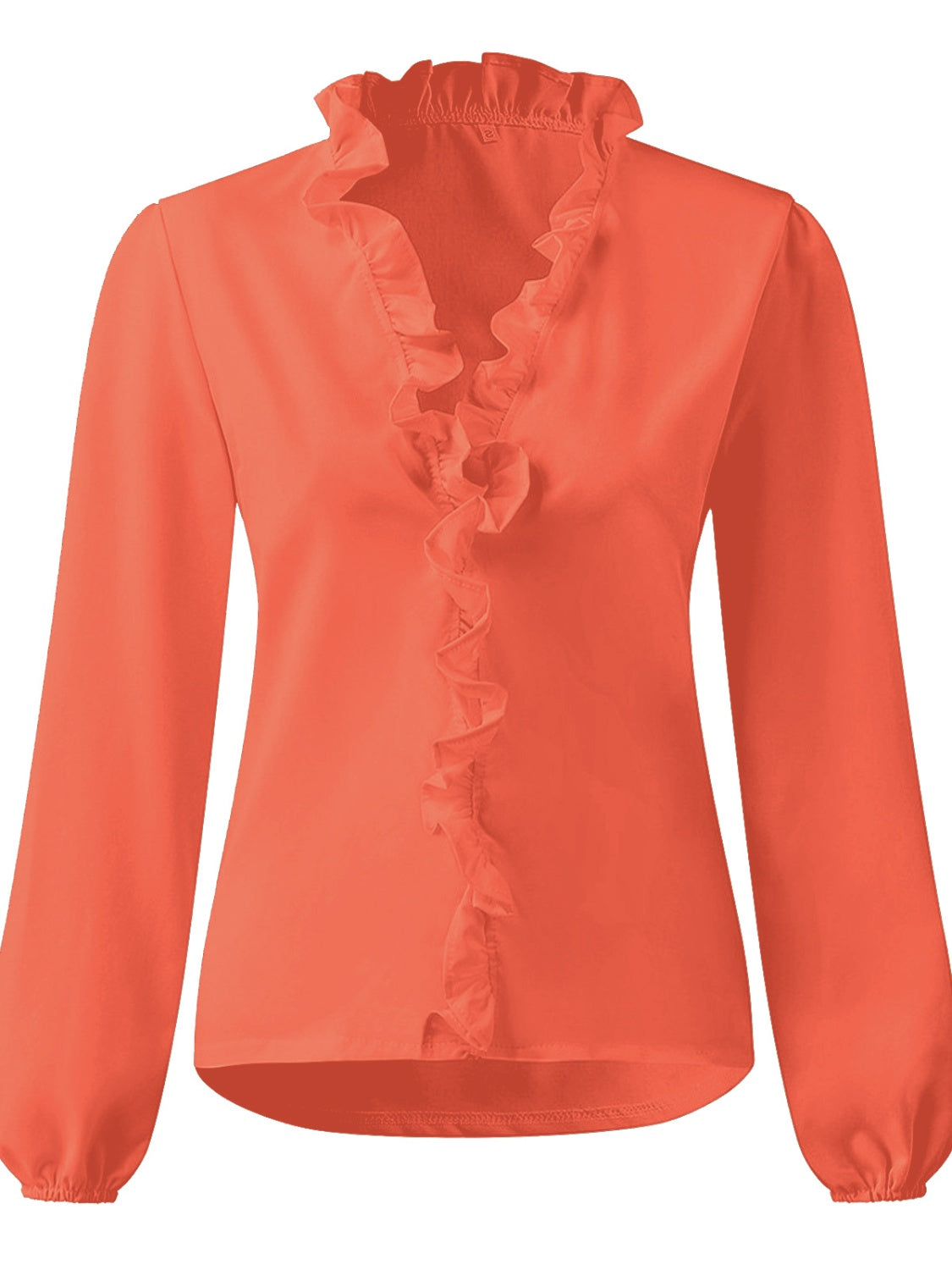 Elegant Ruffled V-Neck Blouse with Long Sleeves | Stylish Sheer Design for Effortless Chic