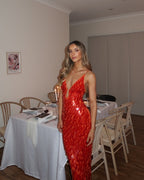 Elegant Sequin Women's Dress with Backless Design | Stunning Wedding Guest Cocktail Dress for Special Occasions