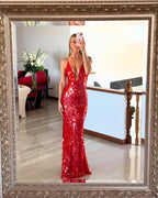 Elegant Sequin Women's Dress with Backless Design | Stunning Wedding Guest Cocktail Dress for Special Occasions