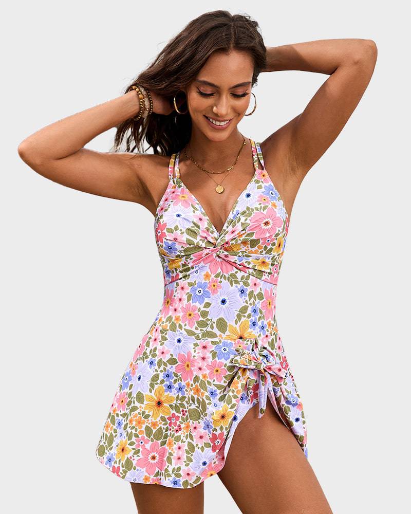 Elegant Swim Dress | Plus Size One Piece Swimsuit with Tummy Control | Adjustable Straps for Comfort
