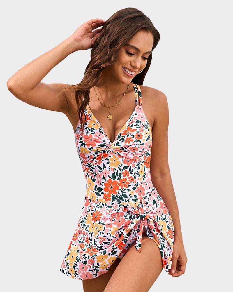 Elegant Swim Dress | Plus Size One Piece Swimsuit with Tummy Control | Adjustable Straps for Comfort