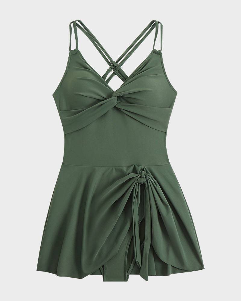 Elegant Swim Dress | Plus Size One Piece Swimsuit with Tummy Control | Adjustable Straps for Comfort