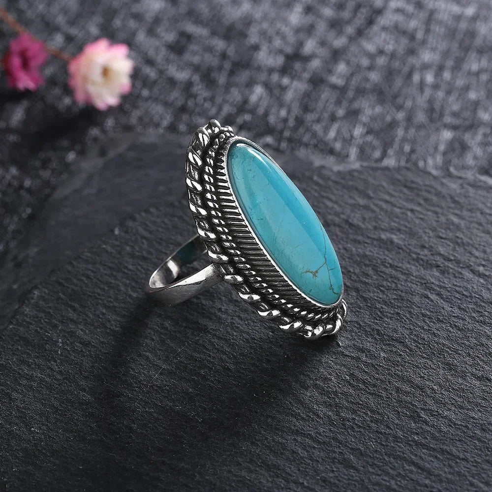 Elegant Turquoise Ring with Unique Design | Adjustable Comfort Fit for Timeless Style 2