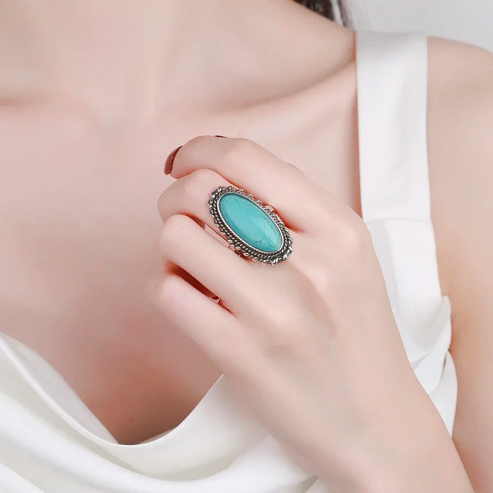 Elegant Turquoise Ring with Unique Design | Adjustable Comfort Fit for Timeless Style 5