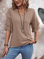 Elegant V-Neck Blouse | Lightweight Fabric with Slight Stretch | Versatile Top for Everyday Wear