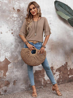 Elegant V-Neck Blouse | Lightweight Fabric with Slight Stretch | Versatile Top for Everyday Wear