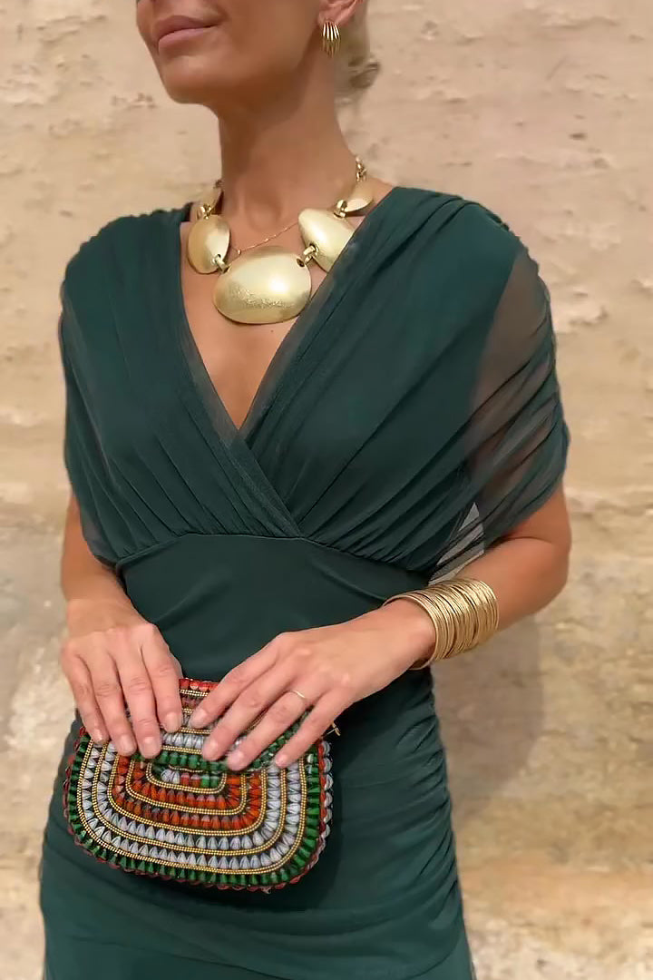 Elegant V-Neck Maxi Dress for Women with Flowing Skirt | Perfect for Special Occasions