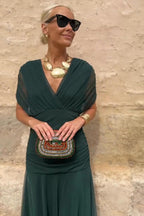 Elegant V-Neck Maxi Dress for Women with Flowing Skirt | Perfect for Special Occasions