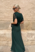 Elegant V-Neck Maxi Dress for Women with Flowing Skirt | Perfect for Special Occasions