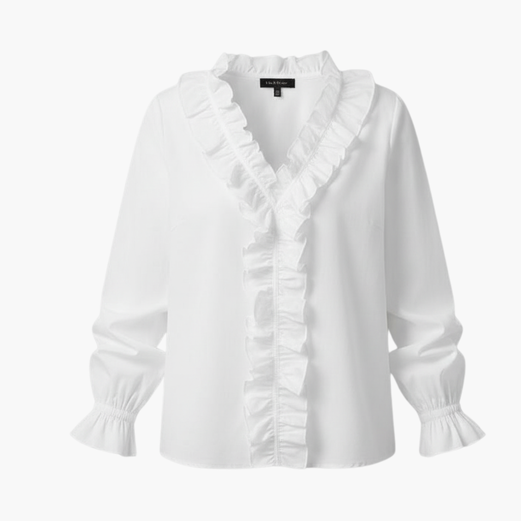 Elegant Women's Blouse | V-Neckline with Ruffle Detail | Versatile Top for Any Occasion