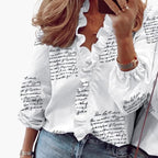 Elegant Women's Blouse | V-Neckline with Ruffle Detail | Versatile Top for Any Occasion