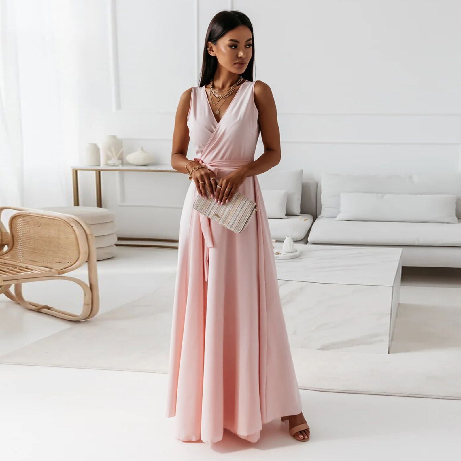 Elegant Wrap Maxi Dress for Women with Flattering Silhouette | Perfect Long Dress for Weddings and Formal Events 0