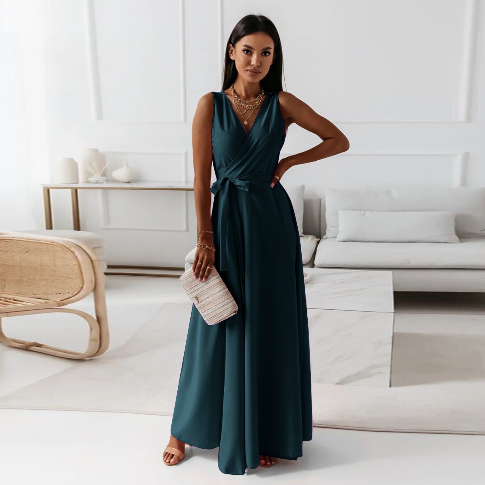 Elegant Wrap Maxi Dress for Women with Flattering Silhouette | Perfect Long Dress for Weddings and Formal Events 1