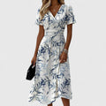 Elegant Wrap Women's Dress | Flattering Design with Stretchy Waist | Perfect Wedding Guest or Summer Cocktail Option