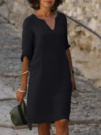 Elegant | Dresses for Women with V-Neck Design & Flattering Fit | Breathable Fabric for All-Day Comfort