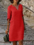 Elegant | Dresses for Women with V-Neck Design & Flattering Fit | Breathable Fabric for All-Day Comfort