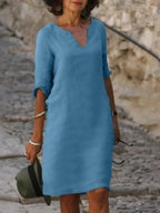 Elegant | Dresses for Women with V-Neck Design & Flattering Fit | Breathable Fabric for All-Day Comfort
