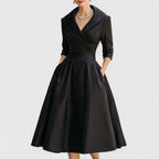 Elegant | Midi Dress for Women with V-Neckline & Flared Skirt | Timeless Style