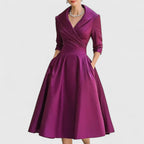 Elegant | Midi Dress for Women with V-Neckline & Flared Skirt | Timeless Style