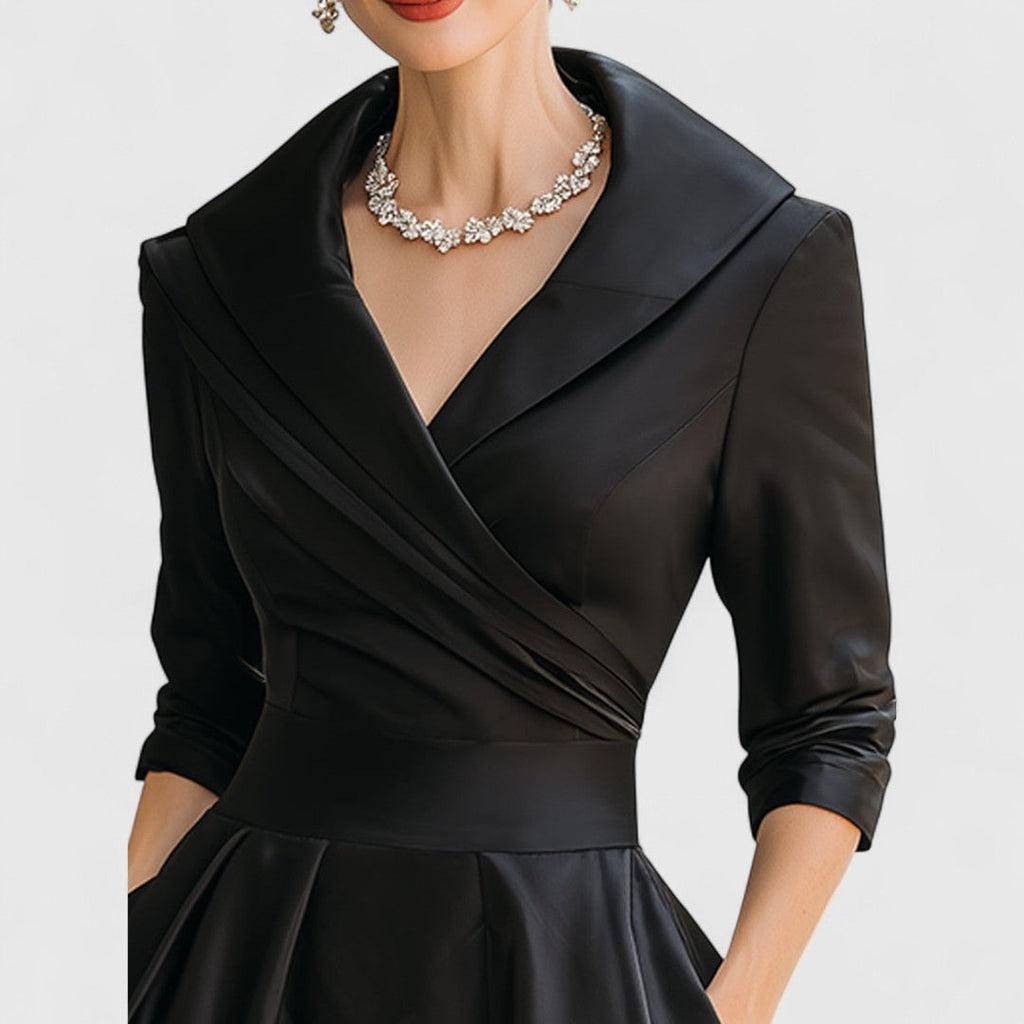 Elegant | Midi Dress for Women with V-Neckline & Flared Skirt | Timeless Style