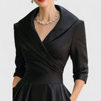 Elegant | Midi Dress for Women with V-Neckline & Flared Skirt | Timeless Style