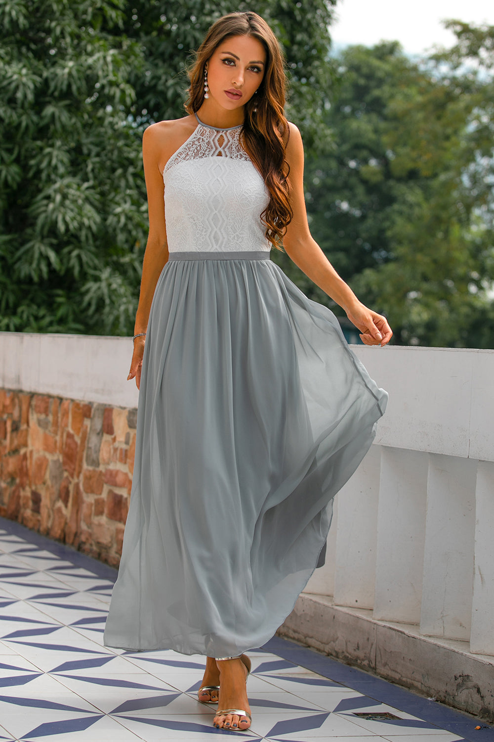 Elegant | Women's Maxi Dress with Halter Neckline | Flattering Flowing Silhouette for Special Occasions 0