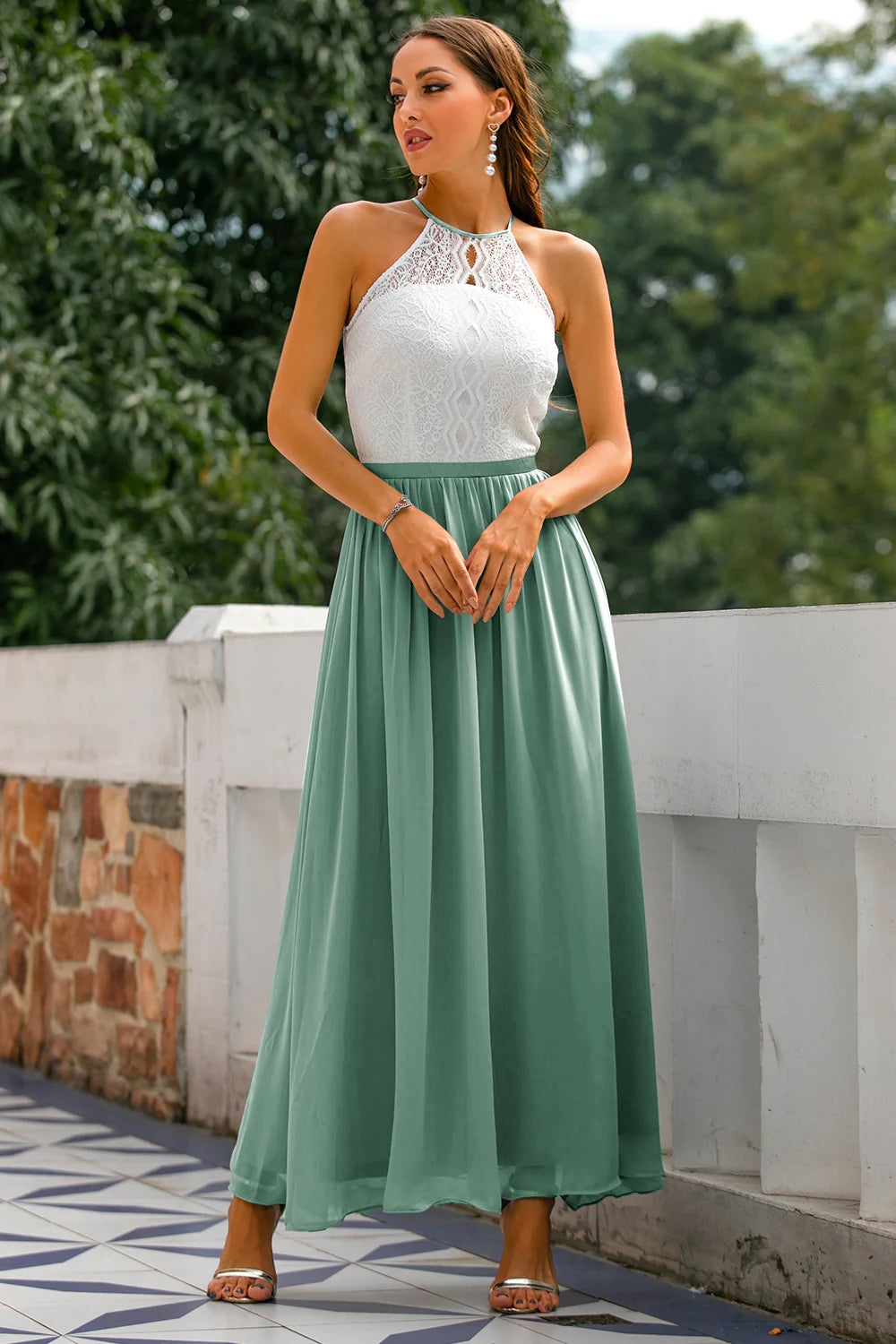 Elegant | Women's Maxi Dress with Halter Neckline | Flattering Flowing Silhouette for Special Occasions 13