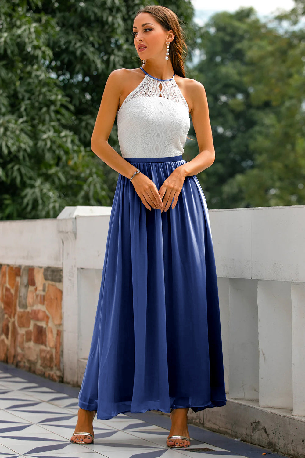 Elegant | Women's Maxi Dress with Halter Neckline | Flattering Flowing Silhouette for Special Occasions 8