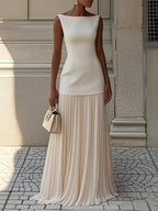 Eliza Collection | Sleeveless Maxi Dress with Pleated Skirt | Elegant Long Dress for Women